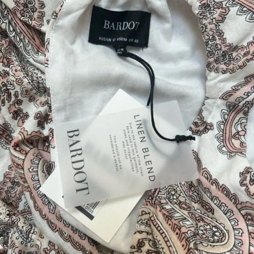 Bardot Paisley Sleeveless Wide Leg Linen Jumpsuit Medium
